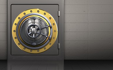 Wall Mural - 3d metal safe wheel door