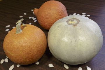 Wall Mural - Vegan food. Raw pumpkin for roasting closeup