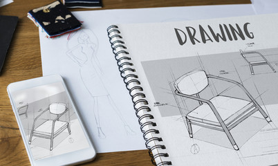 Wall Mural - tools and materials used for fashion designing