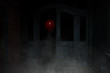 Red balloon,3d illustration of red balloon in haunted house