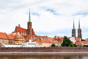 Canvas Print - churches of Ostrow Tumski district in Wroclaw city