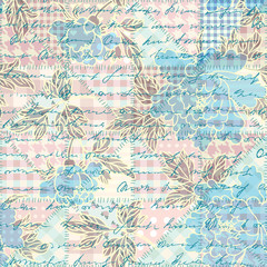 Poster - Seamless background. Vintage abstract collage in scrapbook style.