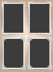 Wall Mural - Set from four frames for photos in vintage style. The ideas for scrapbooking