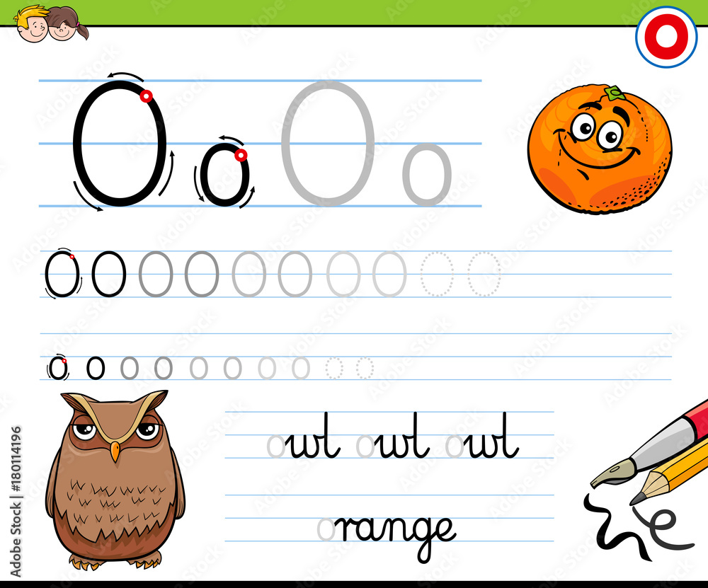how to write letter O worksheet for kids Stock Vector | Adobe Stock