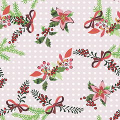 Wall Mural - Christmas elements seamless pattern background