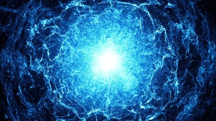 Wall Mural - big bang, big blue explosion in the space. big bang, beginnings of the universe. astronomy loopable 