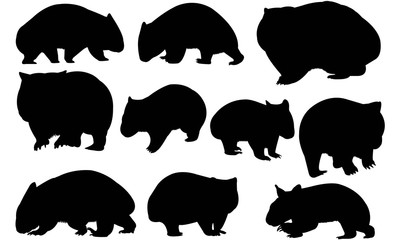 Wall Mural - Wombat Silhouette Vector Graphics