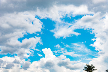 Wall Mural - white cloud and rain cloud on blue sky background image.