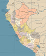 © Porcupen - Peru Map - Vintage Vector Illustration