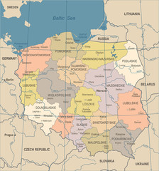  Polska mapa - Vintage ilustracji wektorowych
