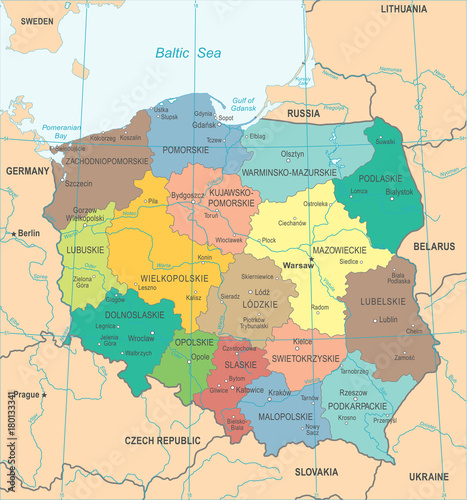  Fototapeta mapa Polski   administracyjna-mapa-polski