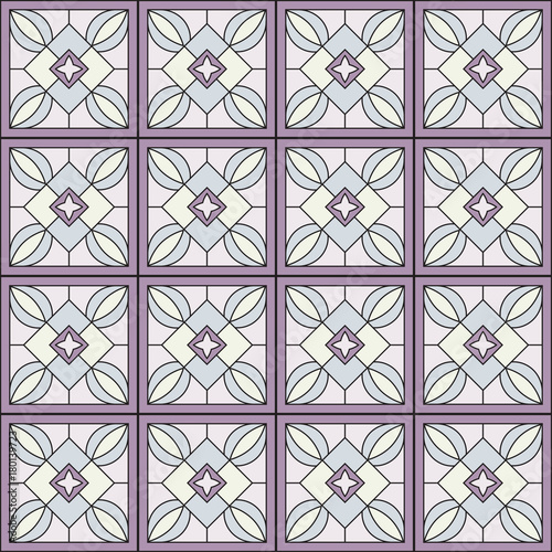 Naklejka dekoracyjna seamless vector pattern stained glass window in pastel colors