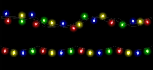 Wall Mural - vector christmas light garland set isolated on transparent background