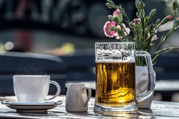 Enjoy a little break in the beer garden with a beer and a coffee.