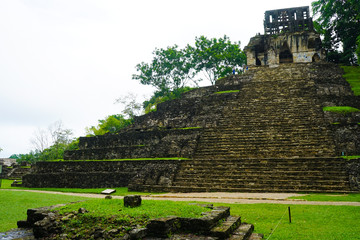 Wall Mural - Mayan ruins in Palenque, Chiapas, Mexico. Palace and observatory.