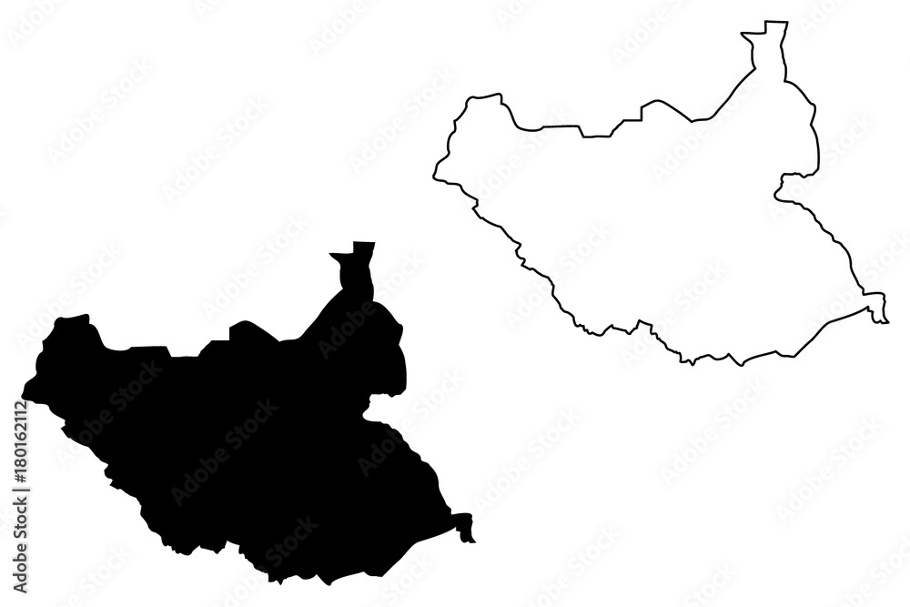 South Sudan map vector illustration, scribble sketch South Sudan Stock ...