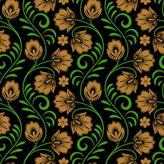 Naklejka na meble Floral seamless pattern in traditional russian style. Khokhloma painting. Vector Illustration