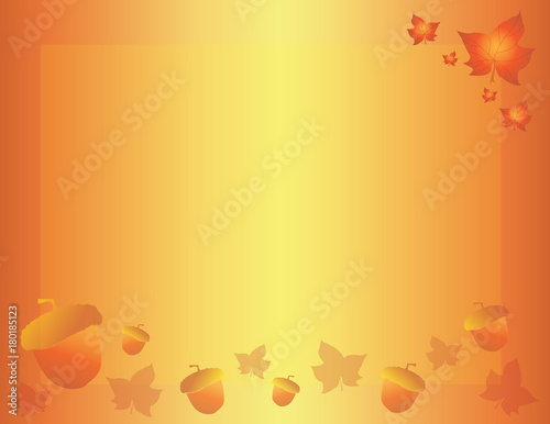 Fényképezés Fall Autumn Background Template with Leaves and Acorns