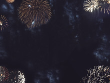 Festive Gold Fireworks Border In Night Sky For New Years And Independence Day Celebrations