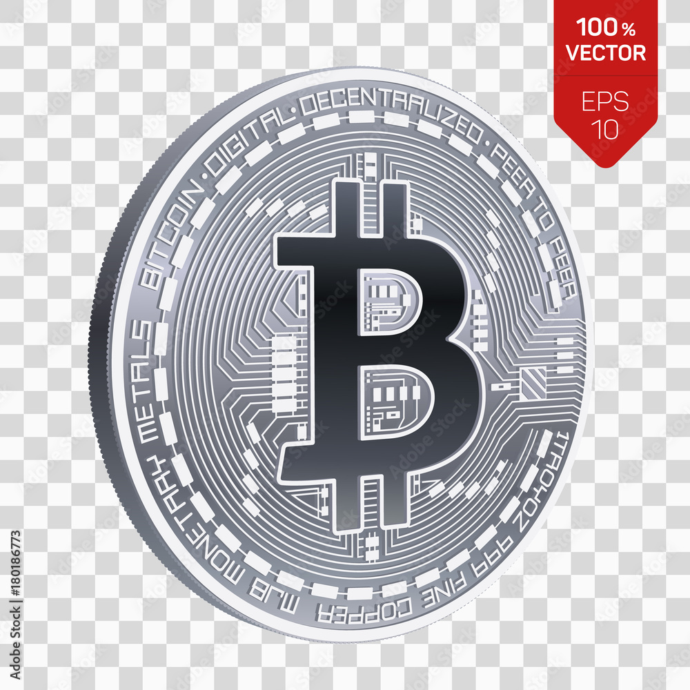 Bitcoin. 3D isometric Physical bit coin. Cryptocurrency. Silver coin with bitcoin  symbol isolated on transparent background. Stock Vector | Adobe Stock