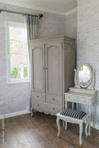 Modern Luxury Wardrobe And Dressing Table Gray Style In The