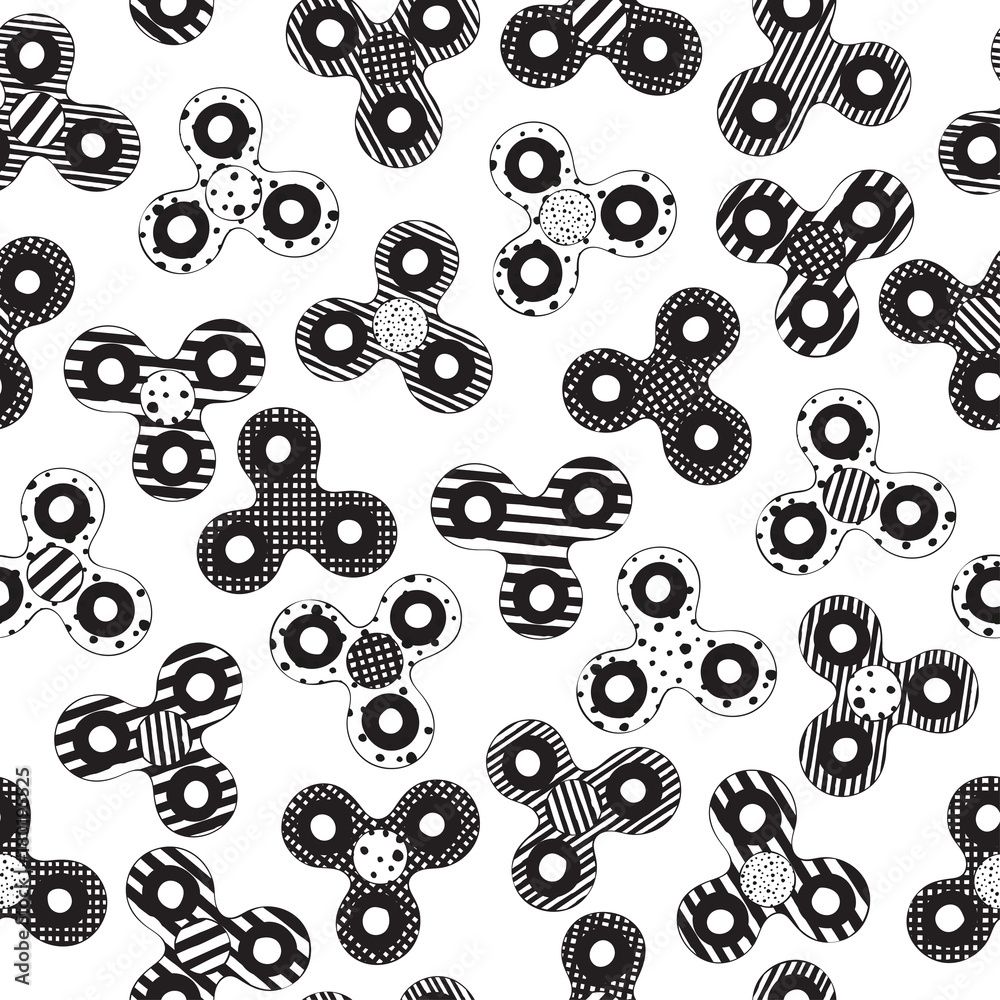 Image vectorielle Stock seamless pattern with Fidget Spinners. Black ...