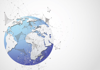  Global network connection. World map point and line composition concept of global business. Vector Illustration