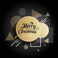 Wall Mural - Abstract meryy christmas gold circle geometric pattern design and background. Use for modern design, cover, template, decorated, brochure, flyer, greeting card.