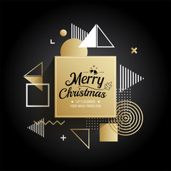 Wall Mural - Abstract meryy christmas gold geometric pattern design and background. Use for modern design, cover, template, decorated, brochure, flyer, greeting card.