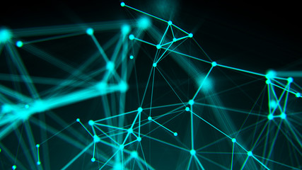 Poster - abstract connection dots. technology background. digital drawing blue theme. network concept 3d rend