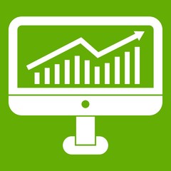 Poster - Growth graph on the computer monitor icon green