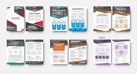 Poster - set of flyer templates with a place for photos and various geometric design elements