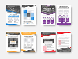 Poster - Design white vector flyers templates with space for photos and different geometric elements