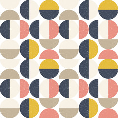 Aufkleber - Modern vector abstract seamless geometric pattern with semi circles and circles in retro scandinavian style