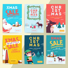 Wall Mural - christmas social media sale banners for mobile website ad. xmas discount background for online shop 