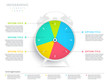 Alarm clock 5 step business process pie chart infographics. Creative corporate workflow circle graph elements. Company flowchart diagram presentation slide template. Vector info graphic design.