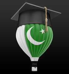 Poster - Hot Air Balloon with Pakistani flag and Graduation cap. Image with clipping path
