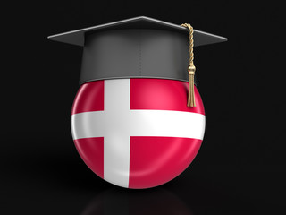 Poster - Graduation cap and Danish flag. Image with clipping path