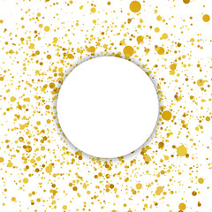 Wall Mural - Bright background with white banner over golden confetti particle layout