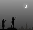 Peter Pan and Wendy on the roof, couple,