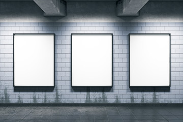 Fototapete - Metro station with empty posters