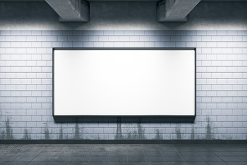 Fototapete - Metro station with blank billboard