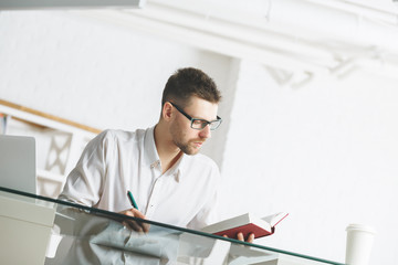 Sticker - Caucasian businessman working on project