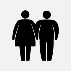 Wall Mural - Heavy Couple Icon. Fat Family Icon. Husband and wife logo. Vector illustration.