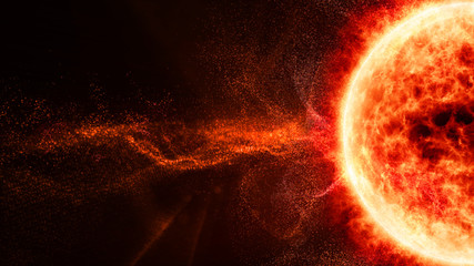 Fototapete - Hi-tech user interface head up display Sun Solar Flare Particles for background computer desktop screen display
