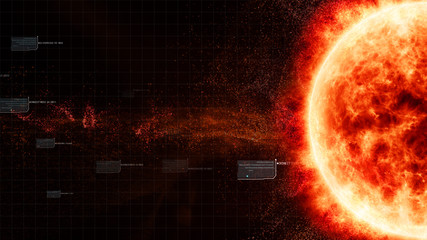 Fototapete - Hi-tech user interface head up display Sun Solar Flare Particles for background computer desktop screen display