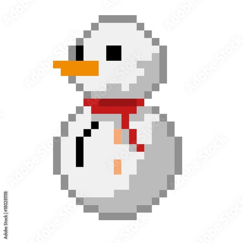 Snowman Pixel Art Icon Acheter Cette Illustration Libre De Droit