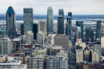  Close view on Montreal downtown and skyscrapers from Mont Royal