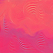 Vector warped lines colorful background. Modern abstract creative backdrop with multicolor variable width stripes. Twisted stripes optical illusion. Moire waves.