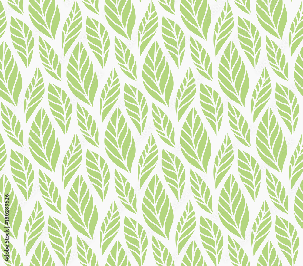 Vector illustration of leaves seamless pattern. Floral organic ...